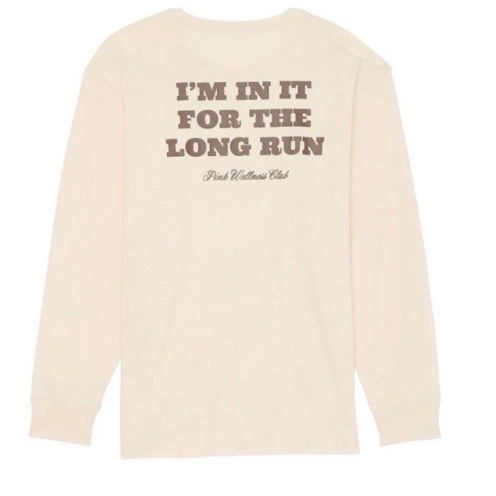VICTORIA’S SECRET PINK “IM IN IT FOR THE LONG RUN” LONG SLEEVE TOP XS RUNS BIG
